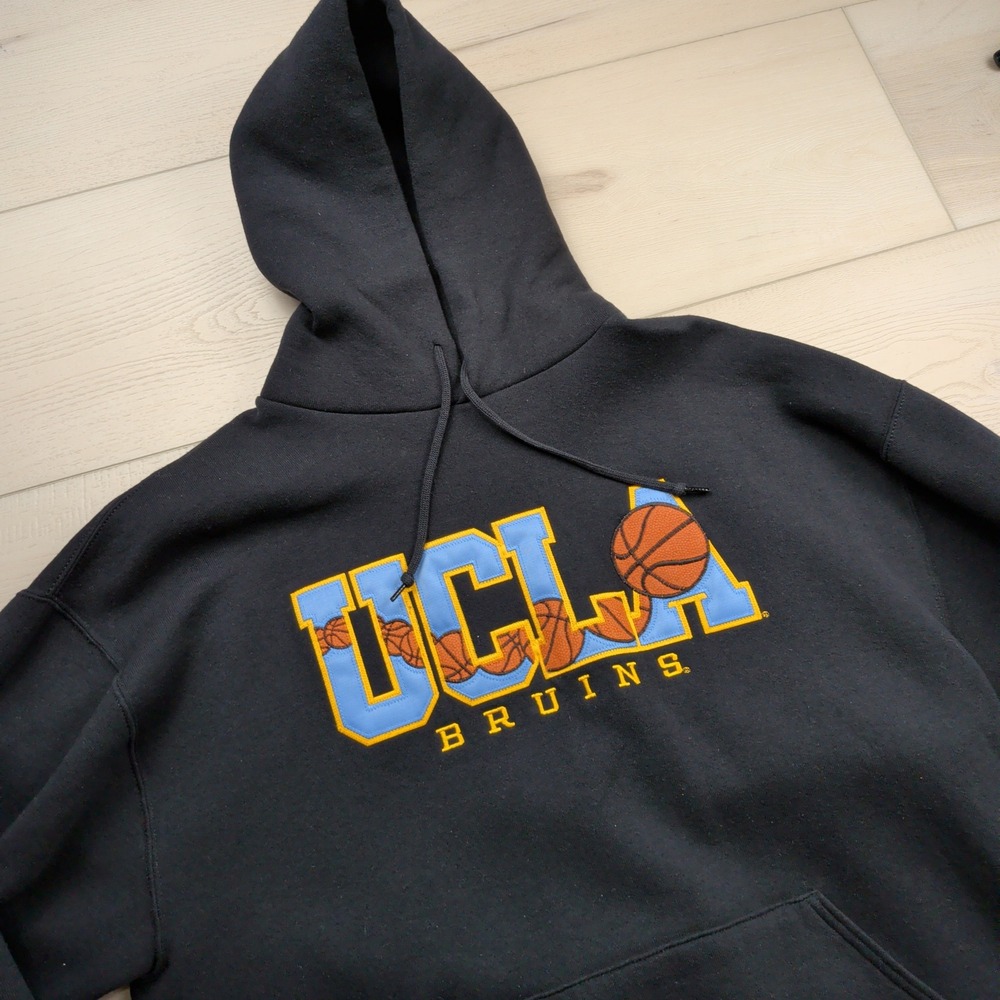 Russell Athletic UCLA Bruins Basketball Hoodie Mens L Black Collegiate Pullover